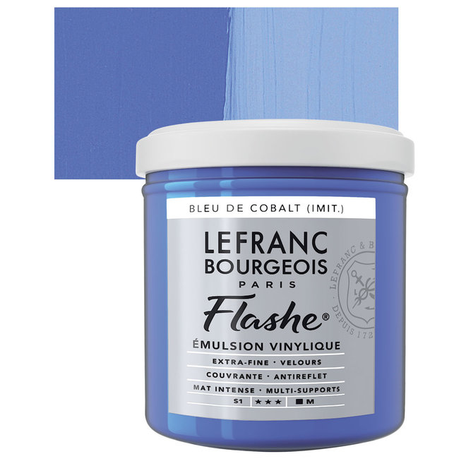 Lefranc & Bourgeois Flashe, Cobalt Blue Hue, Matte Artist's Color, 125ml Jars