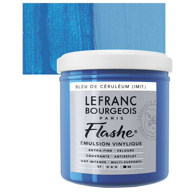 Lefranc & Bourgeois Flashe, Cerulean Blue, Matte Artist's Color, 125ml Jars