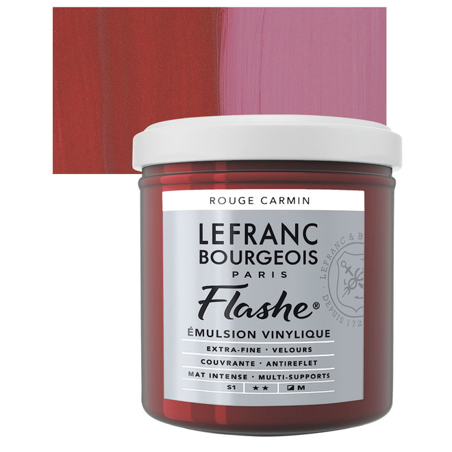 Lefranc & Bourgeois Flashe, Carmine Red, Matte Artist's Color, 125ml Jars
