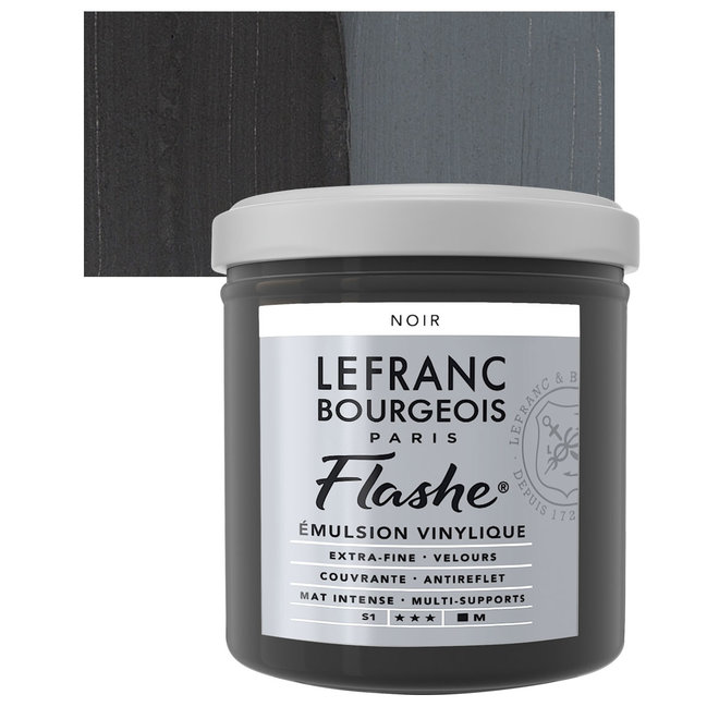 Lefranc & Bourgeois Flashe, Black, Matte Artist's Color, 125ml Jars