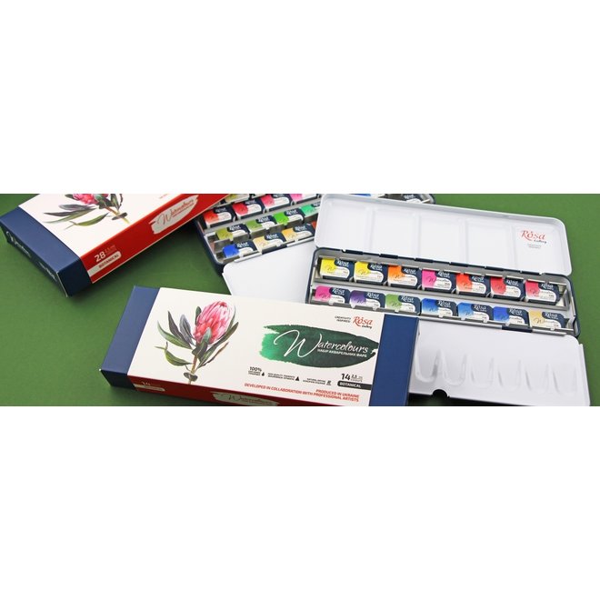 Rosa Gallery Urban Sketching 12 Color Full Pan Set - Turquoise Metal Case