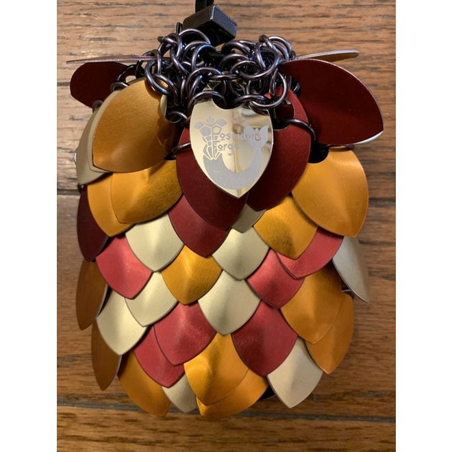 Poseidon's Forge: Scalemail Dice Bag - Kraken Egg (Red, Orange, Gold) *with clip