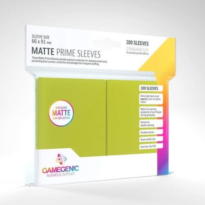 Gamegen!C: Sleeves: Matte Prime Sleeves - Standard Size, Card Size 64X89Mm (100 Sleeves) - Lime