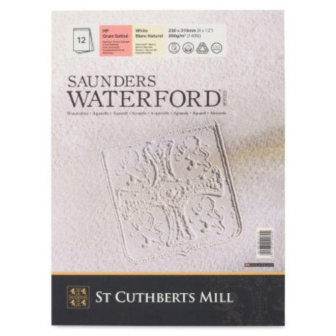 Saunders Waterford 9"x12" 140LB 300 GSM Watercolour Pad Hot Press 12 Sheet Pad