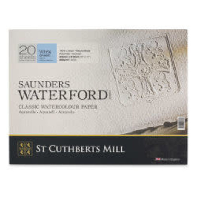 Saunders Waterford Cold Press Block White 300G / 140lb 16x12" 20 Sheets of Cotton Watercolour Paper