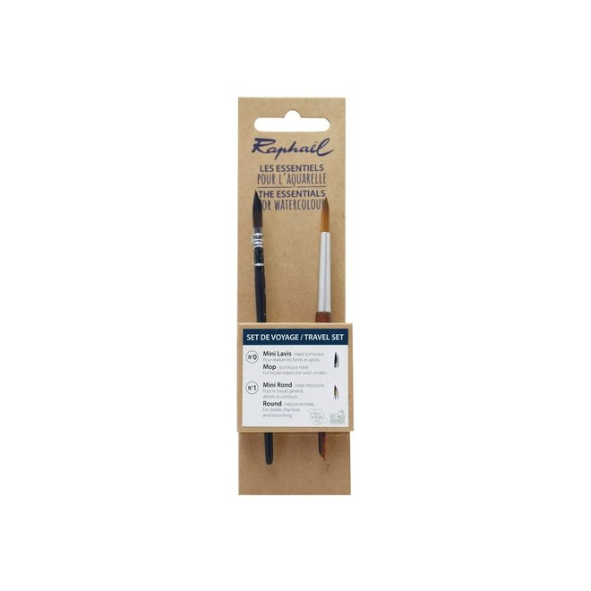 Raphael Watercolour Essentials Brush Set - Travel: 0 Mop & 1 Round