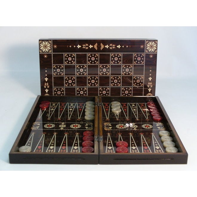 Backgammon: 19" Flowered Decoupage With Chess