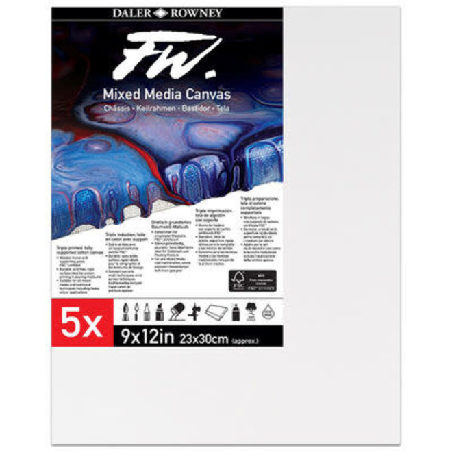 FW Multimedia Canvas Value Pack of 5 9x12" Canvas