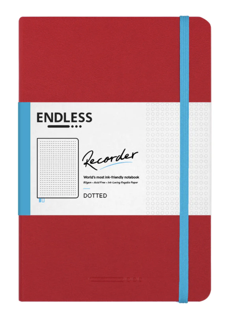 Recorder Notebook by Endless Paper A5 Crimson Sky Dotted