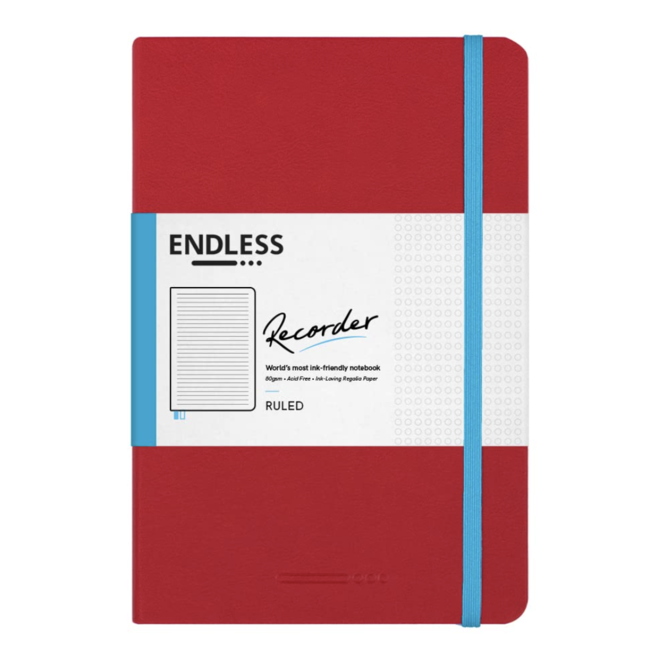 Recorder Notebook by Endless Paper A5 - Crimson Sky - Ruled