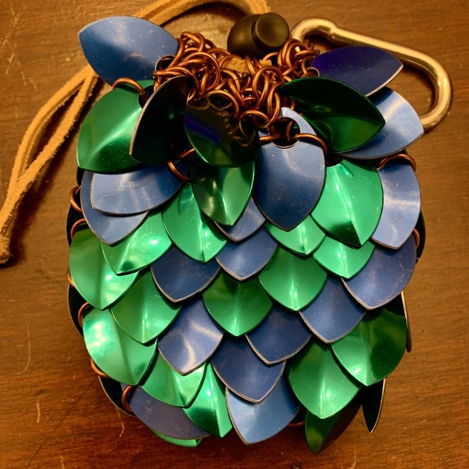 Poseidon's Forge: Scalemail Dice Bag - Abyssal Merfolk (Blue, Teal) *with Carabiner