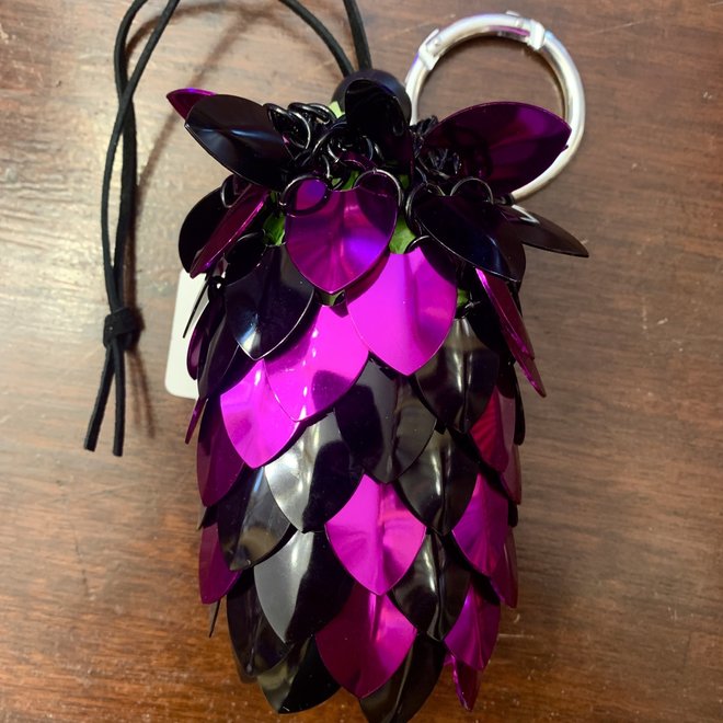 Poseidon's Forge: Scalemail Dice Bag - Rusalka's Purse (Black & Electric Violet) *with Clip