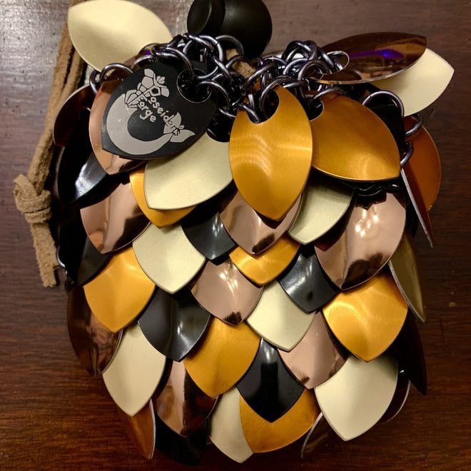 Poseidon's Forge: Scalemail Dice Bag - Merlion Egg (Orange, Gold, Copper, Black) *with Clip