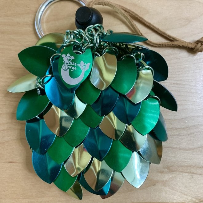 Poseidon's Forge: Scalemail Dice Bag - Kirin Scale (Green, Teal, Seafoam) *with Clip
