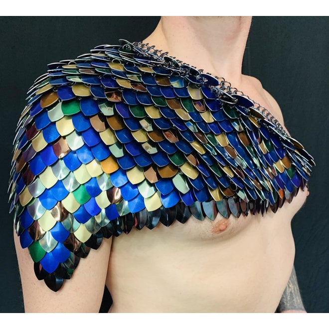 Poseidon's Forge: Nerites Scalemail Asymmetrical Pauldron - XL (Blue, Green, Purple, Gold, Copper, Bronze, Seafoam, Black)
