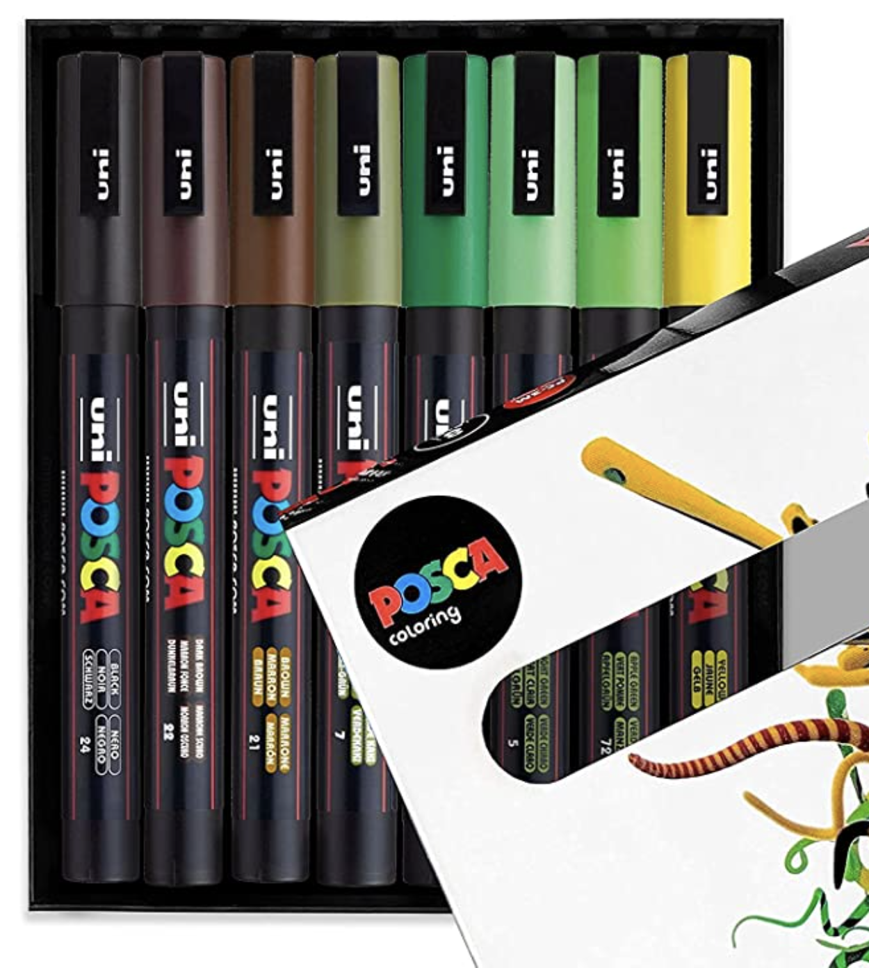uni POSCA Acrylic Paint Marker - PC-5M Medium - 8 Dark Colors Set 
