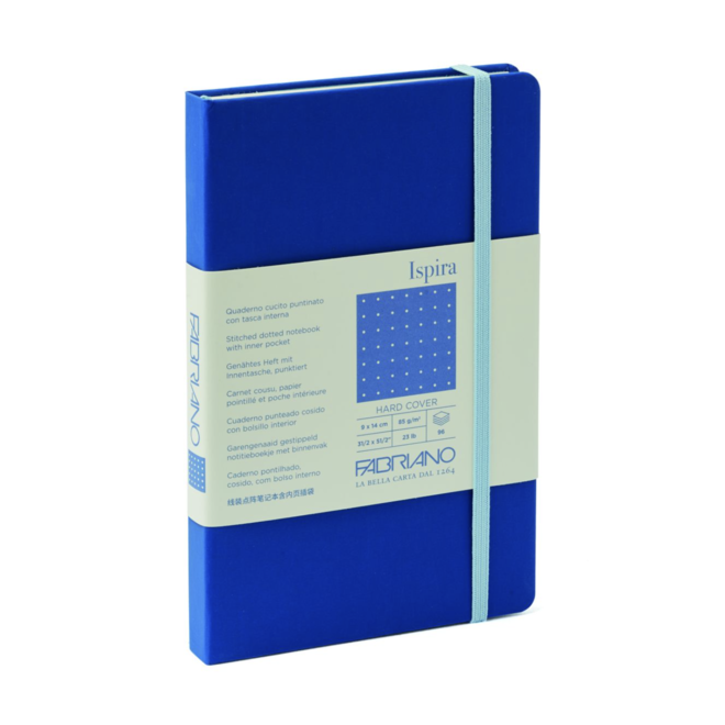 Fabriano Ispira Hard-Cover Notebooks, 5.8" X 8.3" (A5) - Dotted Blu 96S