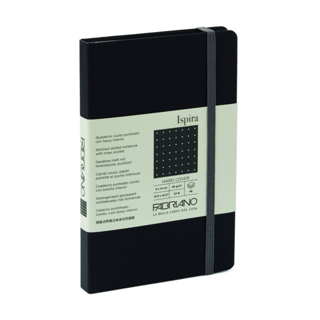 Fabriano Ispira Hard-Cover Notebooks, 5.8" x 8.3" (A5) - Dotted BLK 96S