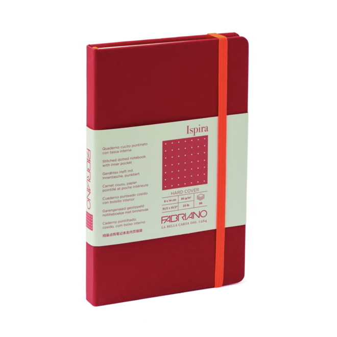 Fabriano Ispira Hard-Cover Notebooks, 5.8" x 8.3" (A5) - Dotted RED 96S