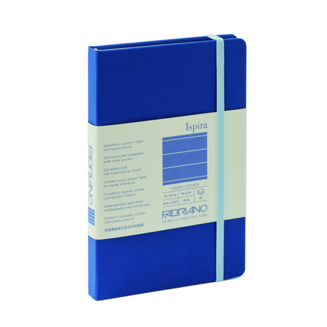 Fabriano Ispira Hard-Cover Notebooks Lined, 3.5" x 5.5" BLU 96