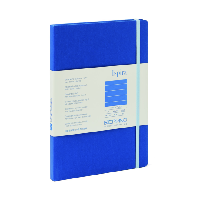 Fabriano Ispira Hard-Cover Notebooks, 5.8" x 8.3" (A5) - Lined Blue 96S