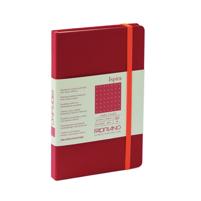 Fabriano Ispira Hard-Cover Notebooks Dotted, 3.5" x 5.5" RED 96