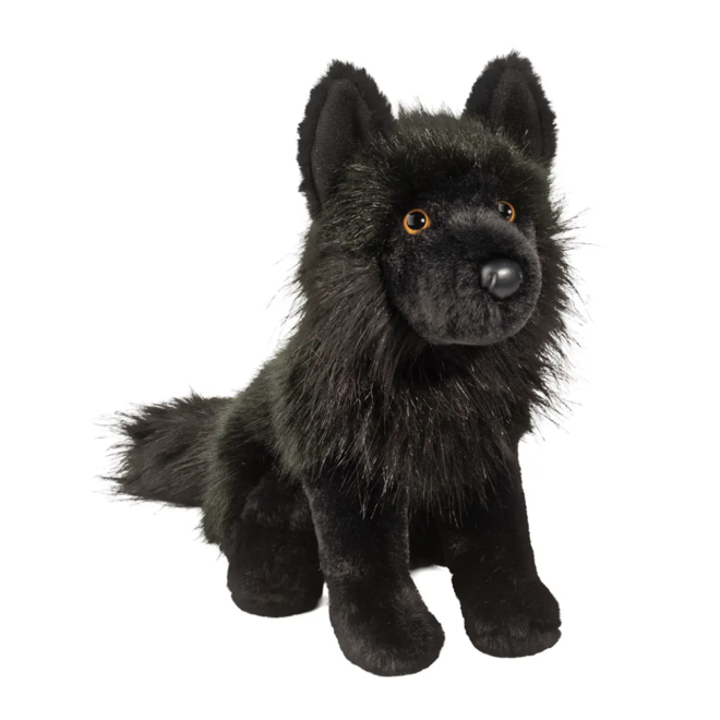 Douglas Cuddle Toy Plush Vilkas Sitting Black Wolf