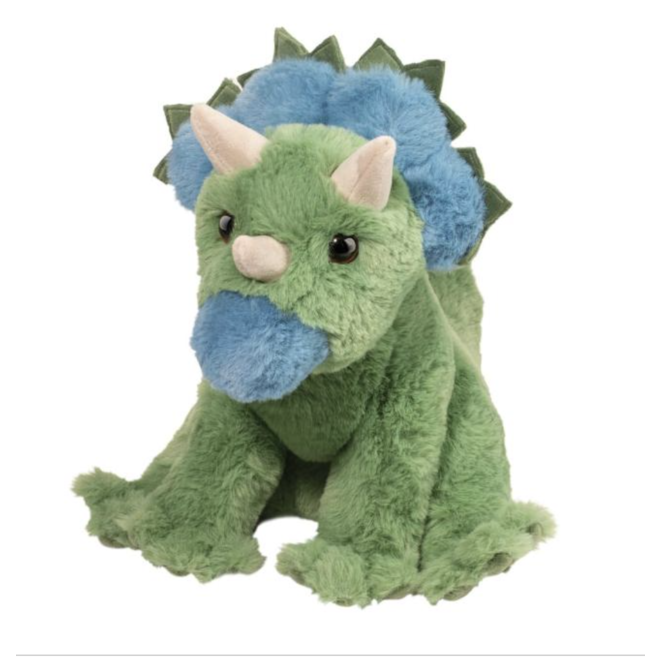 Douglas Cuddle Toy Plush - Roarie Green Triceratops Dino, Soft