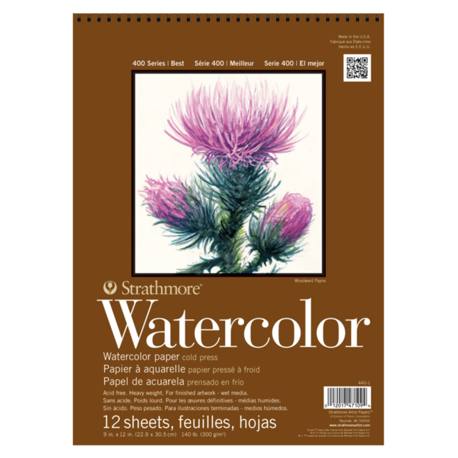 Strathmore Spiral-bound Watercolor Pad 9x12" 12 Sheets