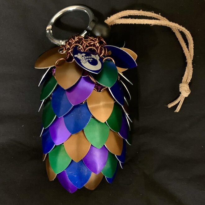 Poseidon's Forge: Scalemail Dice Bag - Mosasaur Egg (Blue, Green, Purple, Copper) *with Clip