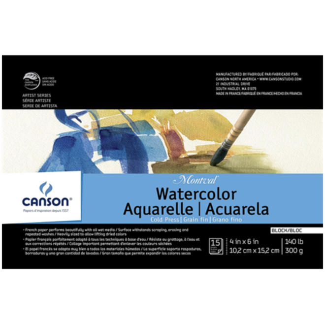 Canson Montval Watercolour Block 4x6" 15 sheets per pad