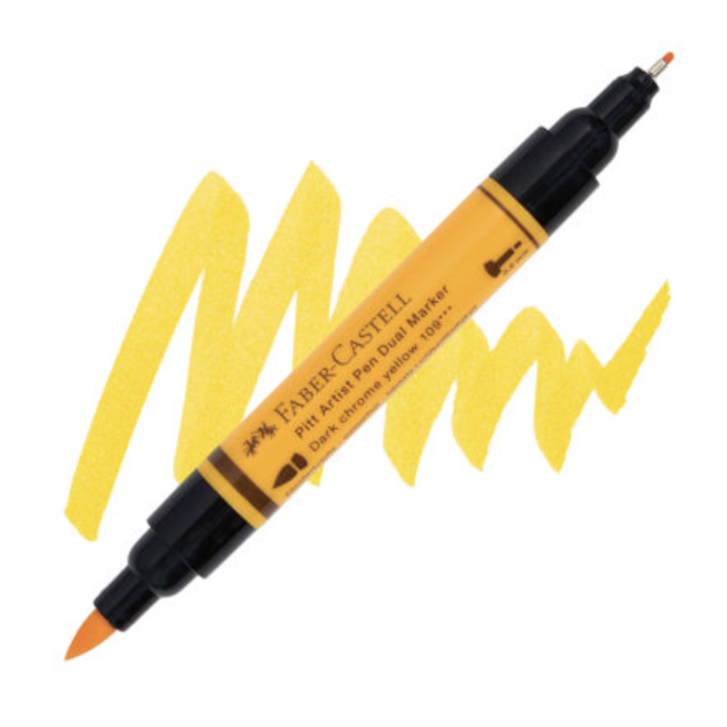 Faber Castell Pitt Artist Pen 109 Dual Marker Dark Chrome Yellow
