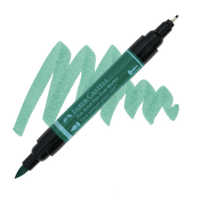 Faber Castell Pitt Artist Pen 264 Dual Marker Dark Phthalo Green