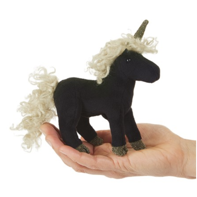 Folkmanis Mini Black Unicorn Finger Puppet