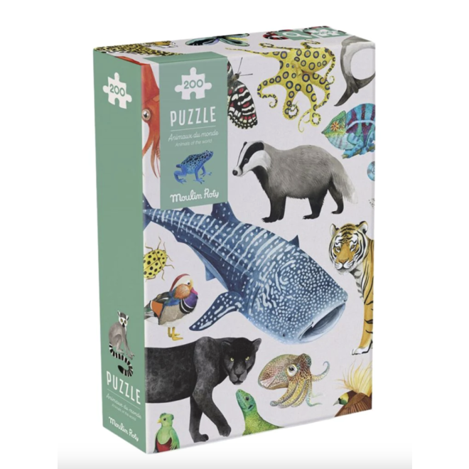Moulin Roty 200pc Puzzle - Animals Of The World