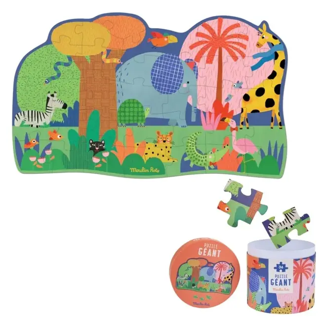 Moulin Roty 36pc Giant Puzzle - Animal Oasis