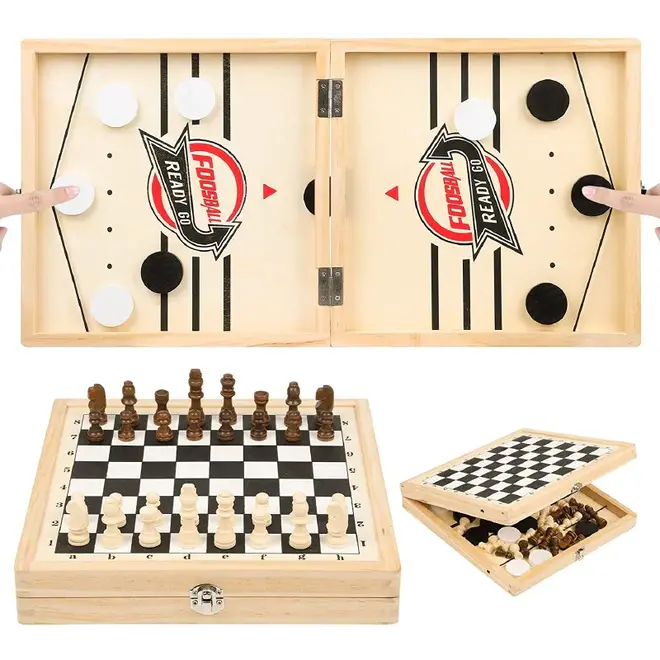 Rustik 2-In-1 Chess & Slingpuck