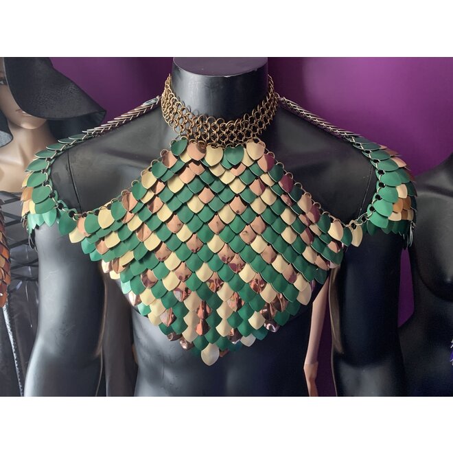 Poseidon's Forge Scale Mail Pauldrons & Gorget - Pan's Armour (Green, Gold, Copper, Bronze)