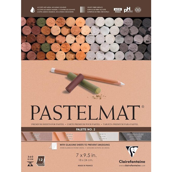 CLAIREFONTAINE PASTELMAT 4 SHADES WHITE, 18CMX24CM NATURAL SIENNA, BROWN, ANTHRACITE