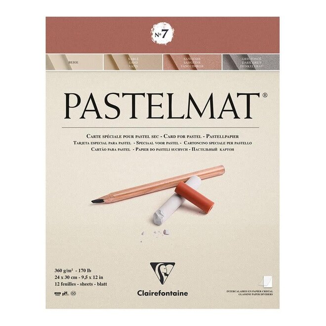 Clairefontaine Premium Pastelmat Pads, 24x30cm 9" x 12", No. 7 - Assorted Sanguine Red, Sand, Beige, Dark Gray