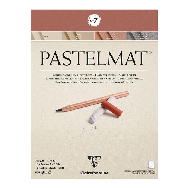 Clairefontaine Premium Pastelmat Pads, 18X24Cm 7" X 9.5" No. 7 - Assorted Sanguine Red, Sand, Beige, Dark Gray