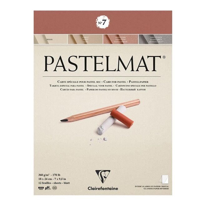 Clairefontaine Premium Pastelmat Pads, 18x24cm 7" x 9.5" No. 7 - Assorted Sanguine Red, Sand, Beige, Dark Gray