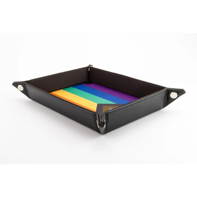 FanRoll Fold Up Velvet Dice Tray - Progressive Pride Rainbow Flag