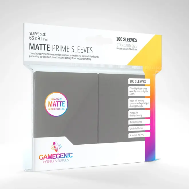Gamegenic Matte Prime Sleeves - Code: Gray, 66x91mm - 100pk Dark Gray