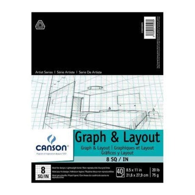 Cross Section Paper 8.5" X 11" 8"X8"Square 40 Sheets
