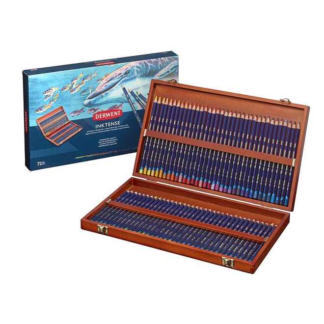 Derwent 72 Inktense Pencils In Wooden Box