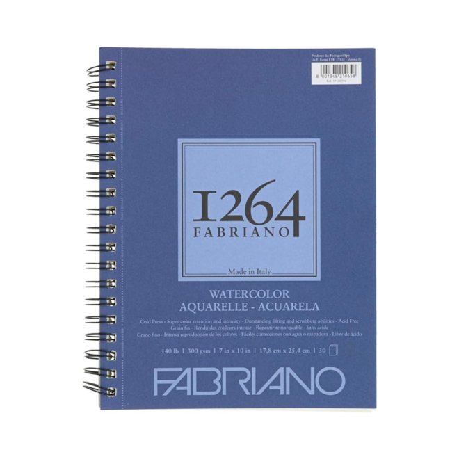 Fabriano 1264 Watercolours Wirebound Pad 140Lb Cold Press 7X10 30 Sheet