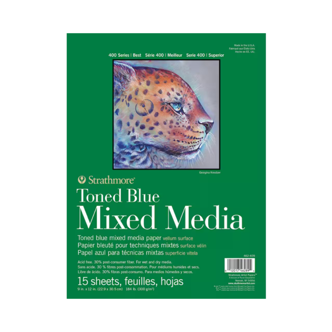 Strathmore 400 Series Toned Blue Mix Media Pad  11X14 Fo 15Sh