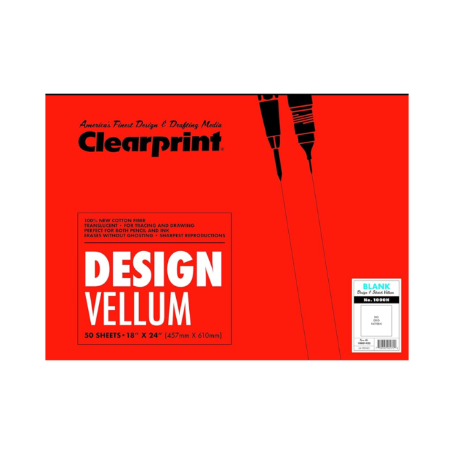 Clearprint Cotton Drafting & Design Vellum - 16lb 18x24" / 458x610mm - 100 Sheets