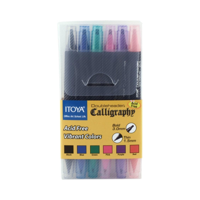 Doubleheader Calligraphy Marker 6-Piece Poly Box Set - Contains: One Of Each Cl-10 Marker Color.